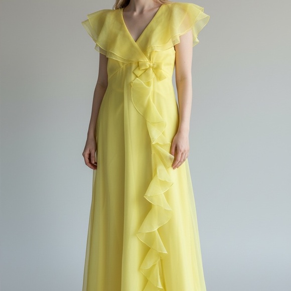 Vintage Yellow Maxi Dress - Picture 2 of 8